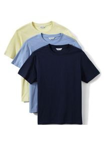 LANDS' END Kurz&auml;rmelige Rundhalsshirts im 3er-Set f&uuml;r Herren, Herren, size: regular, Multi, Baumwolle, by Lands' End