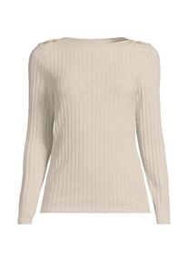 LANDS' END Rippstrick-Shirt mit U-Boot-Ausschnitt, Damen,  Beige, Elasthan/Baumwoll-Mischung/Polyester-Mischung, by Lands' End