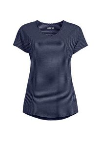 LANDS' END Shirt aus Baumwolle/Modal-Mix mit Ballett-Ausschnitt, Damen,  Blau, Baumwolle Modal, by Lands' End