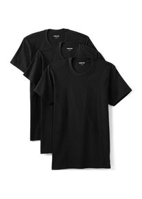 LANDS' END Kurzarm-Shirt mit Rundhalsausschnitt (3er-Set), Herren,  Schwarz, Baumwolle, by Lands' End