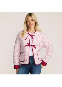 LANDS' END Lands' End x Lulu Guinness Lips Steppjacke f&uuml;r Damen in Petite-Gr&ouml;&szlig;e, Damen, size: petite, Pink, Baumwolle, by Lands' End