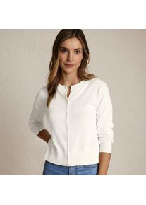 LANDS' END Kurzer Feinstrick-Cardigan aus Baumwolle f&uuml;r Damen, Damen, size: regular, Elfenbein, Baumwolle, by Lands' End