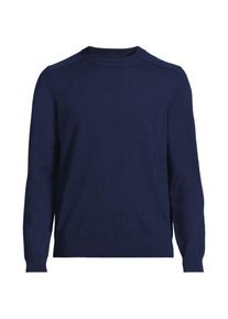 LANDS' END Merino-Rundhalspullover f&uuml;r Herren, Herren, size: regular, Blau, Wolle, by Lands' End