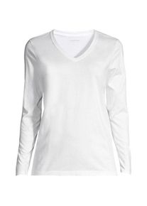 LANDS' END Supima&reg; Langarm-Shirt mit V-Ausschnitt f&uuml;r Damen in Plus-Gr&ouml;&szlig;e, Damen, size: plus, Wei&szlig;, Baumwolle, by Lands' End