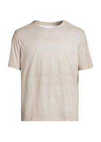 LANDS' END Supima Kurzarm-Shirt mit Rundhalsausschnitt, Herren,  Wei&szlig;, Baumwolle, by Lands' End