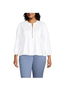 LANDS' END Baumwolle/Modal-Biesenshirt mit 3/4-&Auml;rmeln, Damen,  Wei&szlig;, Elasthan/Baumwoll-Mischung/Synthetic-blend, by Lands' End