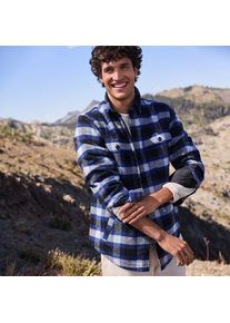 LANDS' END Hemdjacke aus geb&uuml;rstetem Flanell und Stepp f&uuml;r Herren, Herren, size: regular, Grau, Woll-Mischung/Polyester-Mischung, by Lands' End