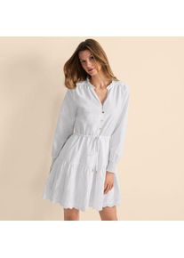 LANDS' END Minikleid mit Lochstickerei f&uuml;r Damen in Petite-Gr&ouml;&szlig;e, Damen, size: petite, Wei&szlig;, Baumwolle, by Lands' End