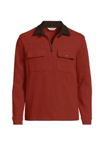 LANDS' END Bedford-Polopullover mit Rei&szlig;verschluss, Herren,  Braun, Baumwoll-Mischung/Polyester-Mischung, by Lands' End