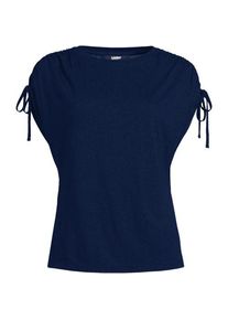 LANDS' END Leinenmix-Shirt mit geraffter Schulter, Damen,  Blau, Leinen/Viskose, by Lands' End