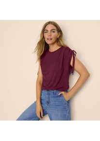 LANDS' END Leinenmix-Shirt mit geraffter Schulter in Petite-Gr&ouml;&szlig;e f&uuml;r Damen, Damen, size: petite, Rot, Leinen/Viskose, by Lands' End