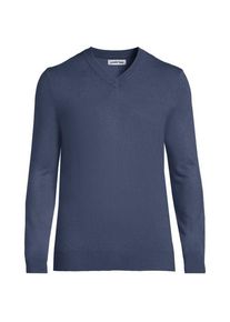 LANDS' END CashTouch Feinstrick-Pullover f&uuml;r Herren, Herren, size: regular, Blau, Polyester, by Lands' End