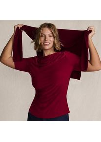LANDS' END Silk Knit Gerafftes Shirt mit ellbogenlangen &Auml;rmeln, Damen,  Rot, Polyester-Mischung, by Lands' End