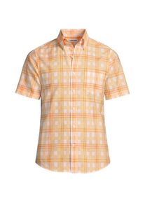 LANDS' END Madras-Kurzarmhemd f&uuml;r Herren, Classic Fit, Herren, size: regular, Orange, Baumwolle, by Lands' End