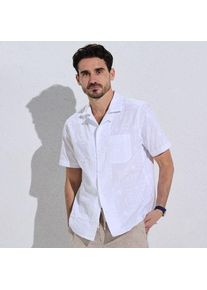 LANDS' END Besticktes Popeline-Hemd f&uuml;r Herren, Herren, size: regular, Wei&szlig;, Baumwolle, by Lands' End