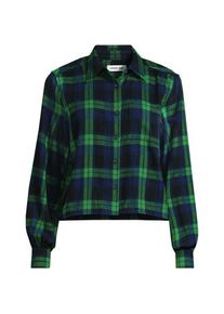LANDS' END Verk&uuml;rzte Flanellbluse f&uuml;r Damen, Damen, size: regular, Gr&uuml;n, Baumwolle, by Lands' End