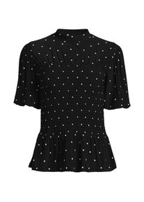 LANDS' END Silk Knit Smok-Shirt mit kurzen &Auml;rmeln, Damen,  Schwarz, Polyester-Mischung, by Lands' End