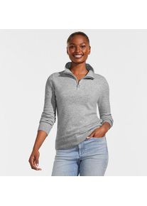 LANDS' END Kaschmir-Pullover mit Rei&szlig;verschluss f&uuml;r Damen in Petite-Gr&ouml;&szlig;e, Damen, size: petite, Grau, by Lands' End