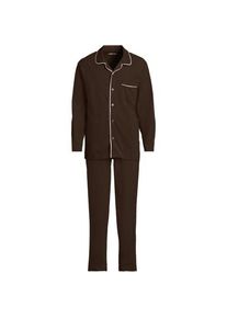 LANDS' END Jersey-Pyjamaset, Herren,  Braun, Elasthan/Baumwoll-Mischung, by Lands' End
