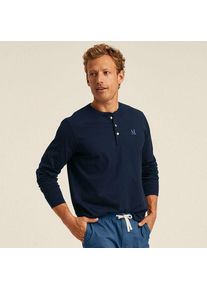 LANDS' END Super-T Langarm-Henleyshirt f&uuml;r Herren, Classic Fit, Herren, size: regular, Blau, Baumwolle, by Lands' End