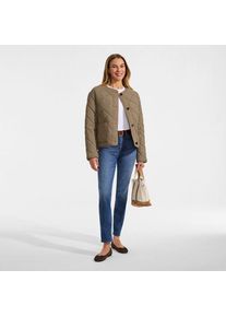 LANDS' END Kragenlose FeatherFree Steppjacke f&uuml;r Damen in Petite-Gr&ouml;&szlig;e, Damen, size: petite, Beige, Nylon, by Lands' End