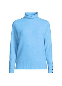 LANDS' END Soft Touch Stehkragenpullover mit &Auml;rmelkn&ouml;pfen f&uuml;r Damen, Damen, size: regular, Blau, Polyacryl/Woll-Mischung/Nylon-Mischung, by Lands' End