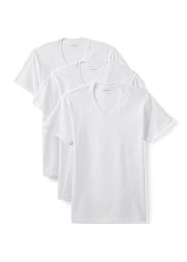 LANDS' END Kurzarm-Shirt mit V-Ausschnitt (3er-Set), Herren,  Wei&szlig;, Baumwolle, by Lands' End
