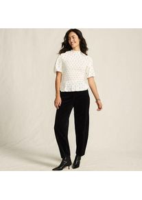 LANDS' END Silk Knit Smok-Shirt mit kurzen &Auml;rmeln, Damen,  Wei&szlig;, Polyester-Mischung, by Lands' End