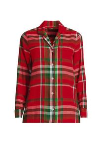 LANDS' END Gemustertes Pyjamahemd aus reinem Baumwoll-Flanell, Damen,  Rot, Baumwolle, by Lands' End