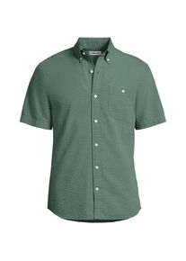 LANDS' END Seersucker-Kurzarmhemd, Classic Fit,, Herren,  Gr&uuml;n, Baumwolle, by Lands' End