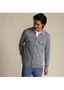LANDS' END Jersey-Sweaterjacke mit Brusttaschen f&uuml;r Herren, Herren, size: regular, Grau, Wolle/Polyester/Polyacryl, by Lands' End