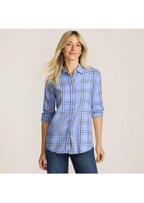 LANDS' END Boyfriend-Bluse aus Flanell, Damen, size: regular, Blau, Baumwolle, by Lands' End