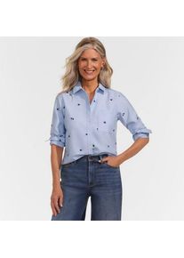 LANDS' END Verk&uuml;rzte Oxfordbluse f&uuml;r Damen, Damen, size: regular, Blau, Baumwolle, by Lands' End