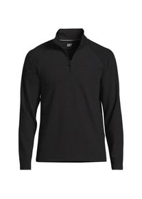 LANDS' END Strukturiertes Langarm-Shirt mit Troyer-Kragen SOCIAL/ACTIVE, Herren,  Schwarz, Elasthan/Lyocell (Viskose)/Polyester-Mischung, by Lan