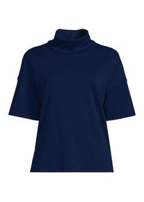 LANDS' END Supima Rollkragenshirt, Damen,  Blau, Baumwolle, by Lands' End