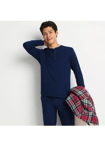 LANDS' END Henley-Schlafshirt f&uuml;r Herren, Herren, size: regular, Blau, Baumwolle, by Lands' End