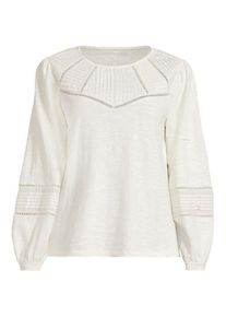 LANDS' END Flammgarn-Shirt mit Biesen-Verzierung, Damen,  Wei&szlig;, Baumwolle, by Lands' End