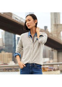 LANDS' END Kaschmir-Cardigan mit rundem Ausschnitt, Damen, size: regular, Grau, Kaschmir, by Lands' End