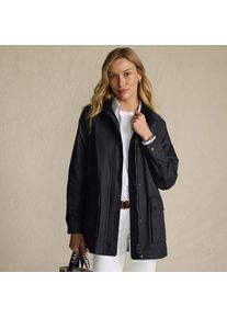 LANDS' END Lange Wachsjacke aus Baumwolle f&uuml;r Damen, Damen, size: regular, Blau, Baumwoll-Mischung/Polyester-Mischung, by Lands' End