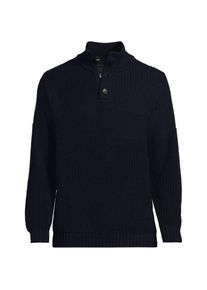 LANDS' END Strukturierter Troyer-Pullover Drifter, Herren,  Blau, Baumwolle, by Lands' End