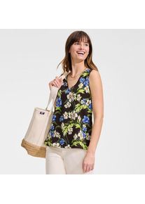 LANDS' END Creaseless Top mit V-Ausschnitt, Damen,  Braun, Polyester, by Lands' End