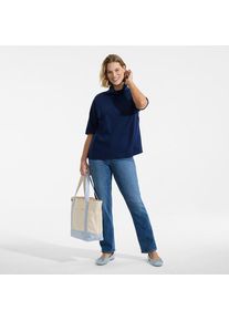 LANDS' END Supima Rollkragenshirt, Damen,  Blau, Baumwolle, by Lands' End