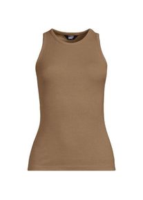 LANDS' END &Auml;rmelloses, geripptes Top, Damen,  Beige, Elasthan/Viskose/Viskose-Mischung, by Lands' End