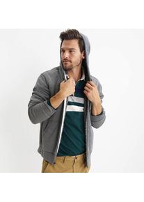 LANDS' END Sweat-Kapuzenjacke mit Teddyfleece-Innenseite f&uuml;r Herren, Herren, size: regular, Grau, Elasthan/Baumwoll-Mischung, by Lands' End