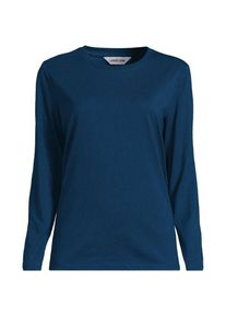 LANDS' END Lang&auml;rmeliges Supima-Shirt mit Rundausschnitt f&uuml;r Damen, Damen, size: regular, Blau, by Lands' End