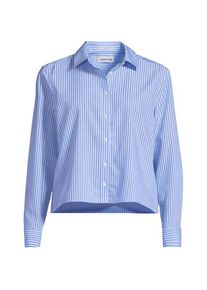 LANDS' END Kurze, b&uuml;gelfreie Hemdbluse f&uuml;r Damen, Damen, size: regular, Blau, Baumwolle, by Lands' End