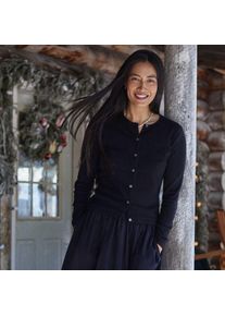 LANDS' END Kaschmir-Cardigan mit rundem Ausschnitt in Petite-Gr&ouml;&szlig;e, Damen, size: petite, Schwarz, Kaschmir, by Lands' End