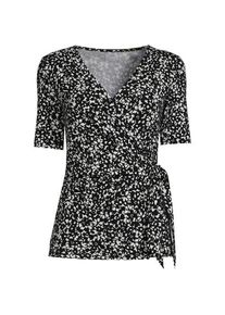 LANDS' END Shirt in Wickel-Optik, Damen,  Schwarz, by Lands' End