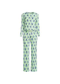 LANDS' END Gemustertes Pyjama-Set aus Baumwoll-Jersey, Damen,  Gr&uuml;n, Elasthan/Baumwoll-Mischung, by Lands' End