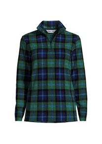 LANDS' END Gemusterter Fleece-Pullover mit Rei&szlig;verschluss, Damen,  Blau, Polyester, by Lands' End